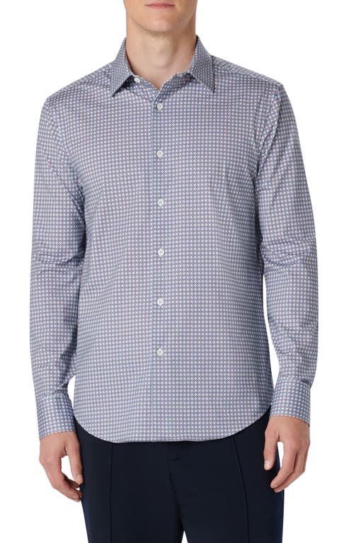 Bugatchi James OoohCotton Geo Print Button-Up Shirt Air Blue at Nordstrom,