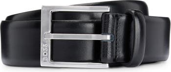 BOSS Elloy Leather Belt, Medium Beige at John Lewis & Partners