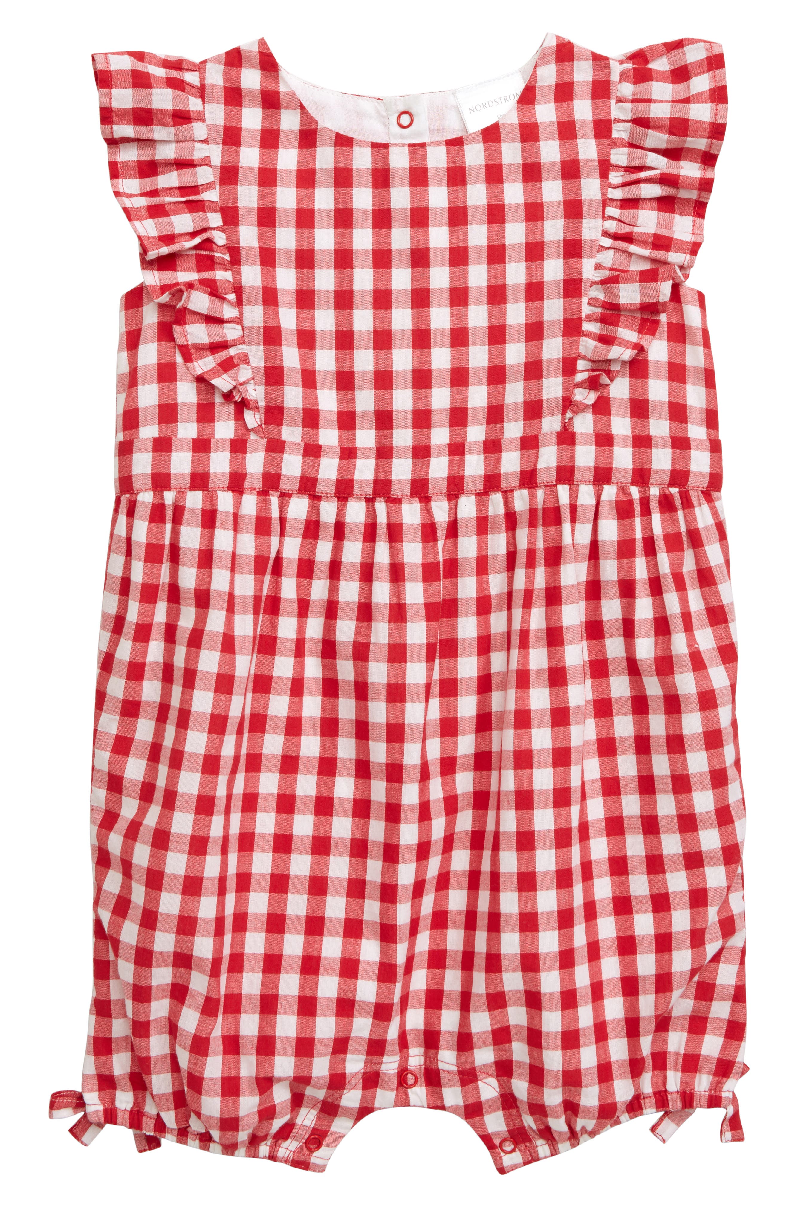 red gingham romper baby