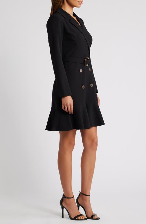 Shop Eliza J Long Sleeve Belted Blazer Dress In Black