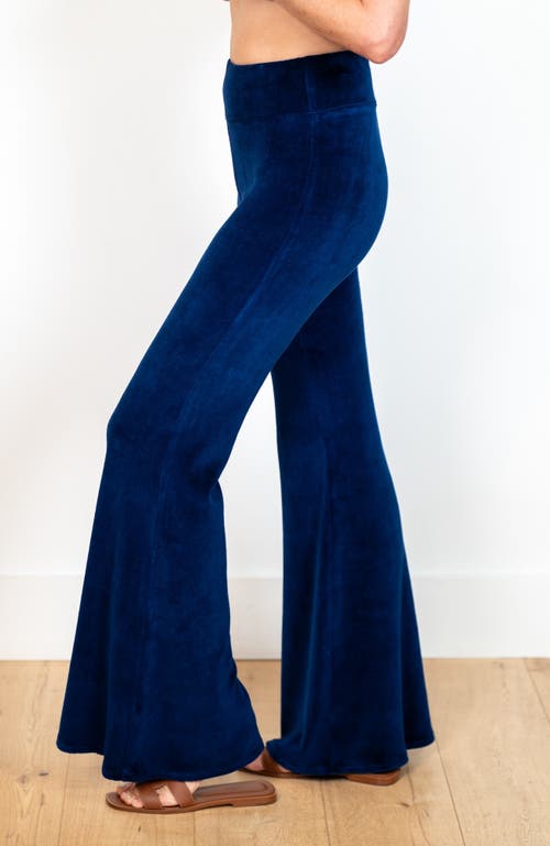 Jjwinks Velour Flare High Waist Holiday Pants In Sapphire