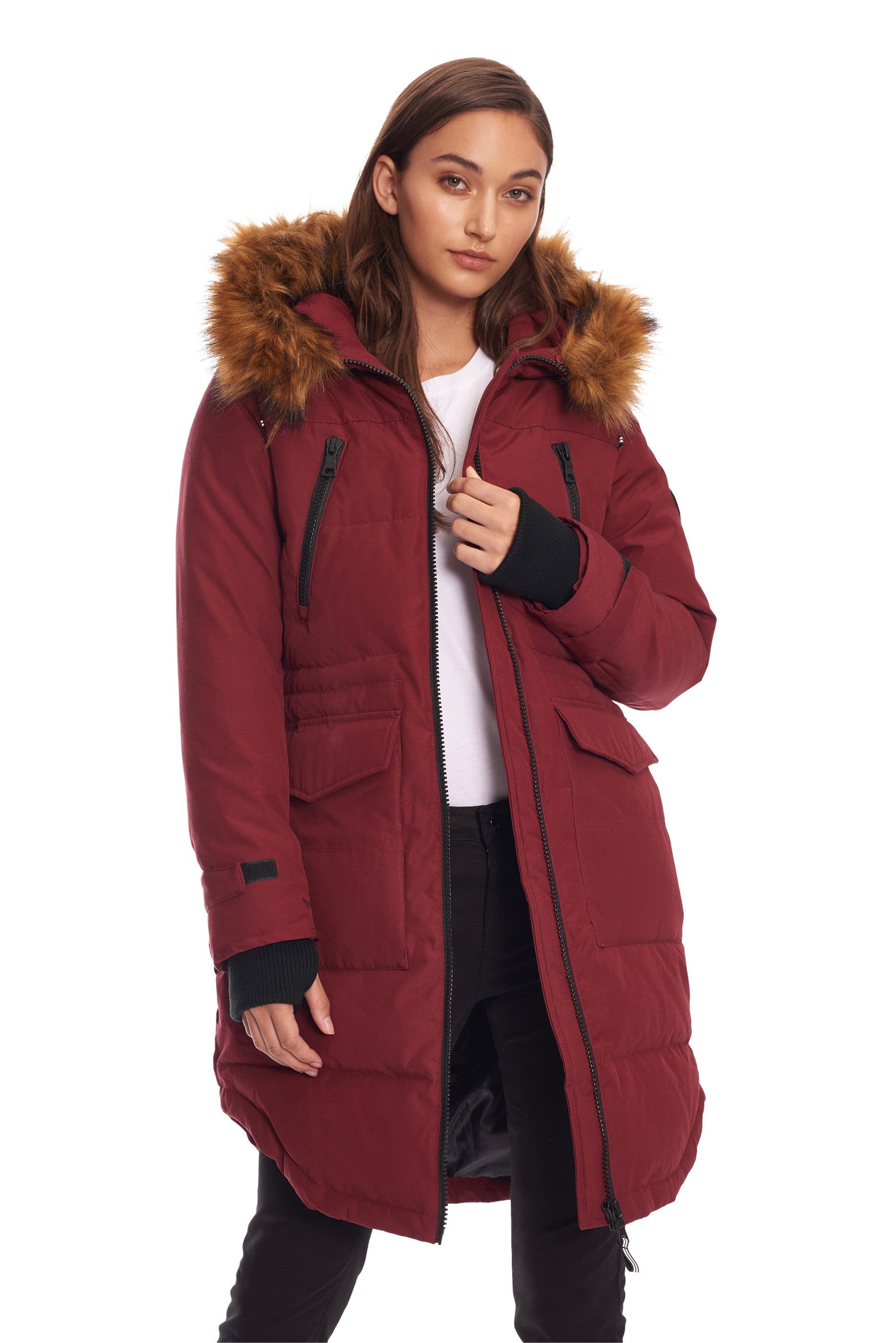 Alpine North UKON - Vegan Down Drawstring Winter Parka in Oxblood Cover