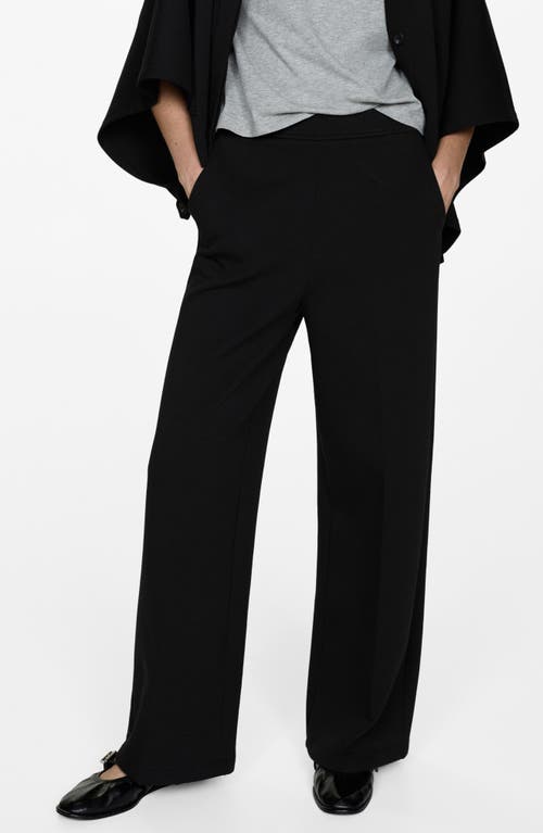 Mango Flowy Stretch Pants In Black