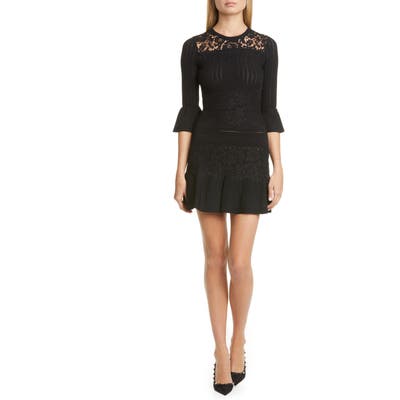 Valentino Lace Trim Sweater Dress, Black