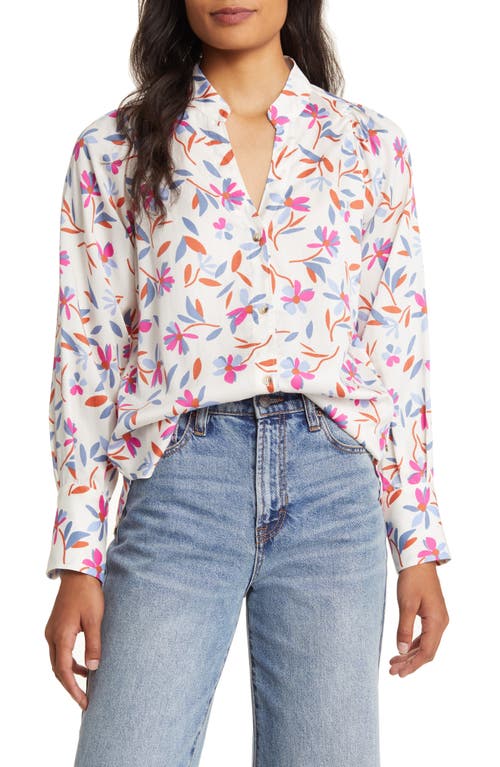 Olivia Floral Mandarin Collar Shirt in Natural