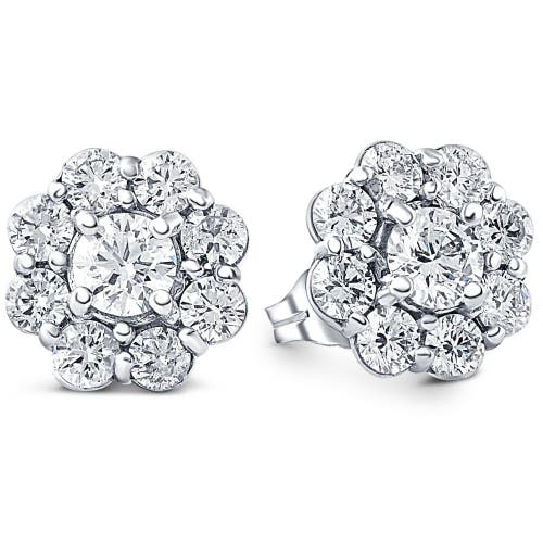 Bliss Diamond 2 1/2ct Halo Fire Pure Lab Grown Diamond Studs 14k Gold In 14k White Gold