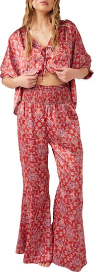 Free People Size X- Small Red Print Pajamas- Ladies – Zippy Chicks
