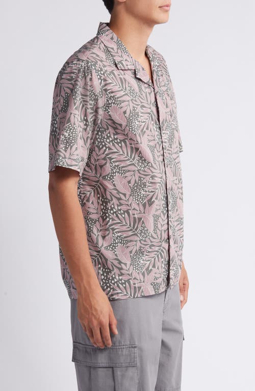 7 For All Mankind Botanical Print Camp Shirt In Mauve