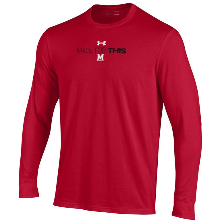 Shop Under Armour Unisex   Red Maryland Terrapins 2024 On-court Bench Unity Performance Long Sleeve T-shir