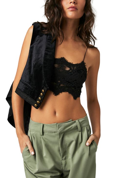 Free People Womens Dream Away Brami Lace Bralette Navy XS at  Women's  Clothing store