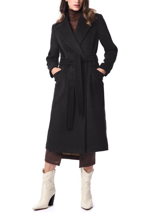 Bernardo Belted Wool Blend Longline Coat In Black