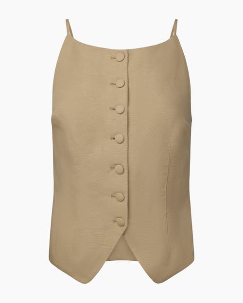 Onia Air Linen High Neck Top In Jute