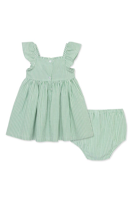 Shop Little Me Stripe Embroidered Flutter Sleeve Sundress & Bloomers In Green