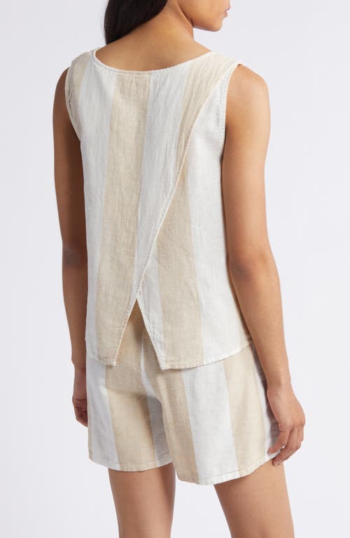 Shop Beachlunchlounge Kelis Stripe Layered Back Sleeveless Linen & Cotton Top In Sahara Sand