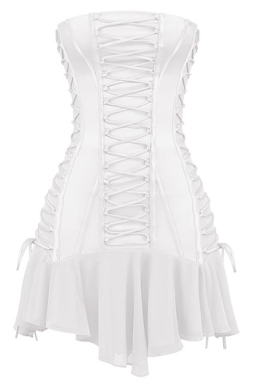 House Of Cb Sirena Strapless Ruffle Minidress In White
