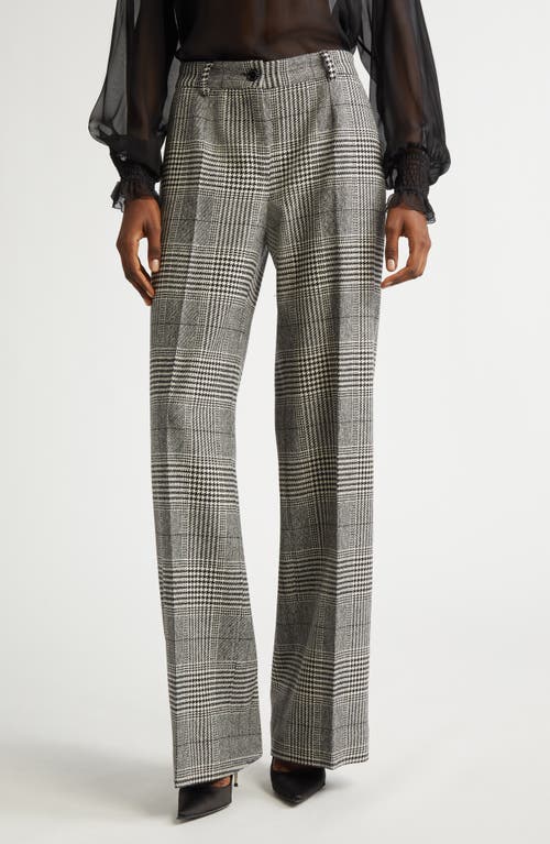 Shop Dolce & Gabbana Dolce&gabbana Houndstooth Check Wool & Cashmere Wide Leg Trousers In S8100 Quadri-check-tartan