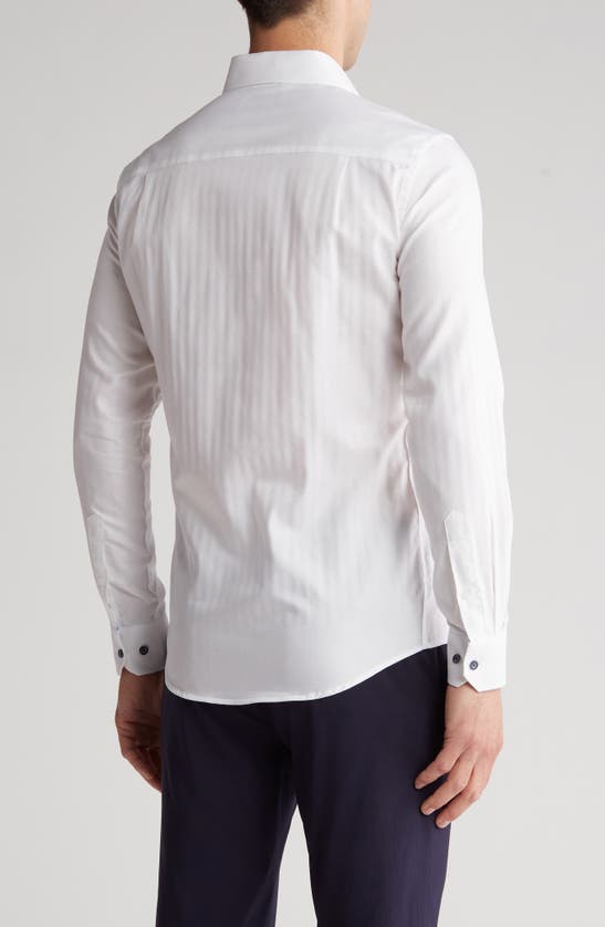 Shop Duchamp Tailored Fit Herringbone Solid Dress Shirt In White
