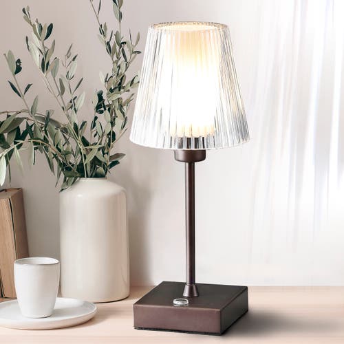 Jonathan Y Oscar Modern Industrial Rechargeable/cordless Iron/acrylic Integrated Portable Led Table In Oil Rubbed Bronze