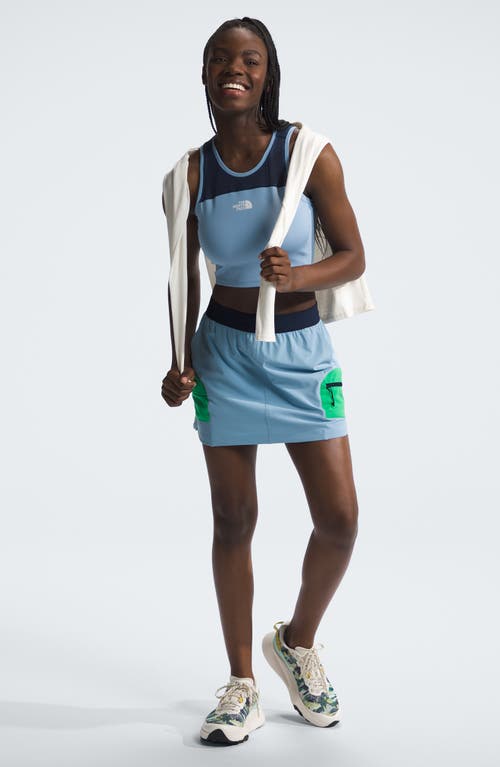 The North Face Trailwear Okt Long Haul Skort In Steel Blue/optic Emerald