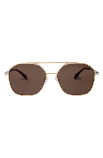 Shop Mita Sustainable Eyewear Duomo 58mm Aviator Sunglasses In Lt. Gold/brown