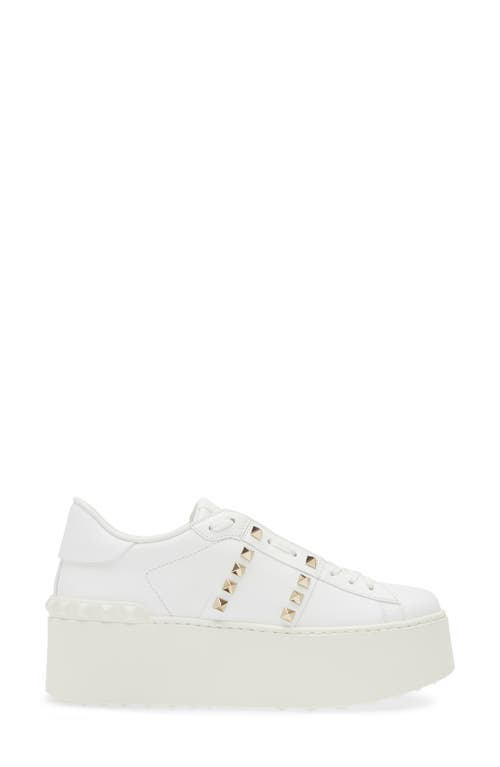 Shop Valentino Garavani Rockstud Untitled Platform Sneaker In 0bo Bianco