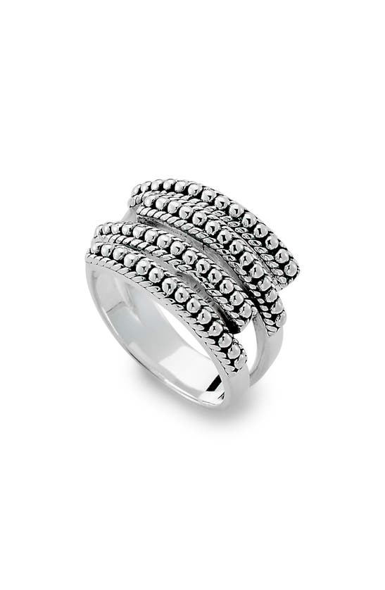 Samuel B. Sterling Silver Multi-row Beaded Design Ring In Silver