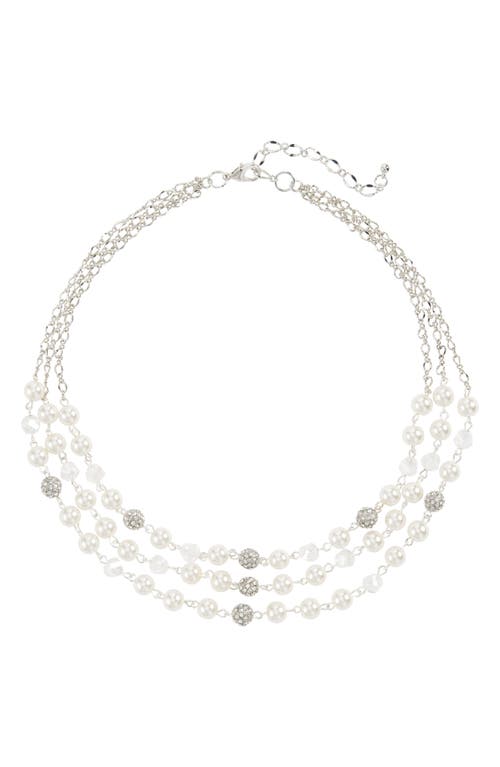 CRISTABELLE Three-Row Crystal & Imitation Pearl Necklace