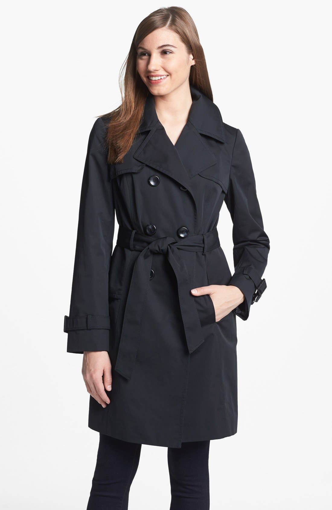 Ellen Tracy Double Breasted Trench Coat 