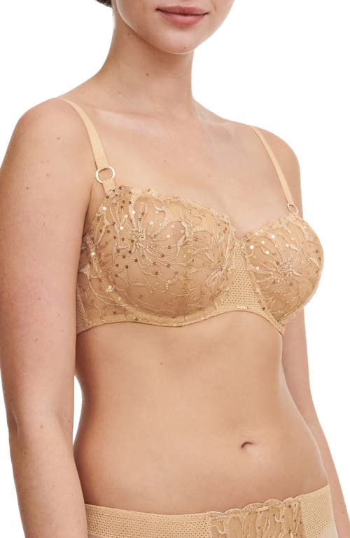 Shop Chantelle Lingerie Fleurs Underwire Signature Demi Bra In Toffee Sequins