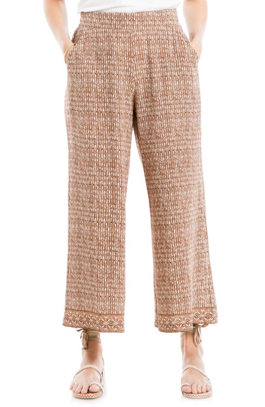 Max Studio Crepe Pull-on Pants In Chestnut/ Cream Md Strng Prls