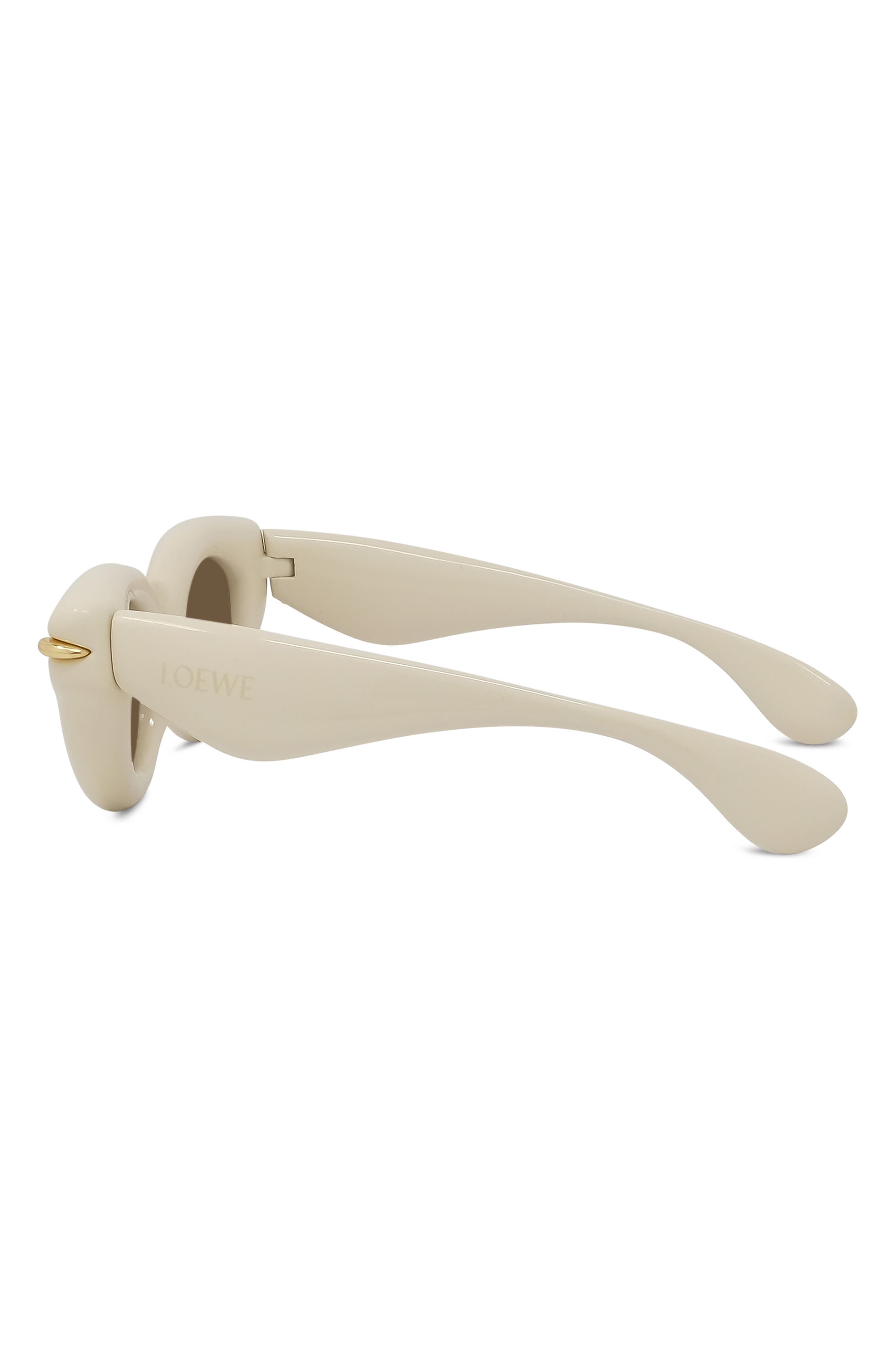 IVORY/ BROWN Loewe inflated pantos 46mm round sunglasses Loewe Inflated Pantos 46mm Round Sunglasses - Shiny Black  main image 3