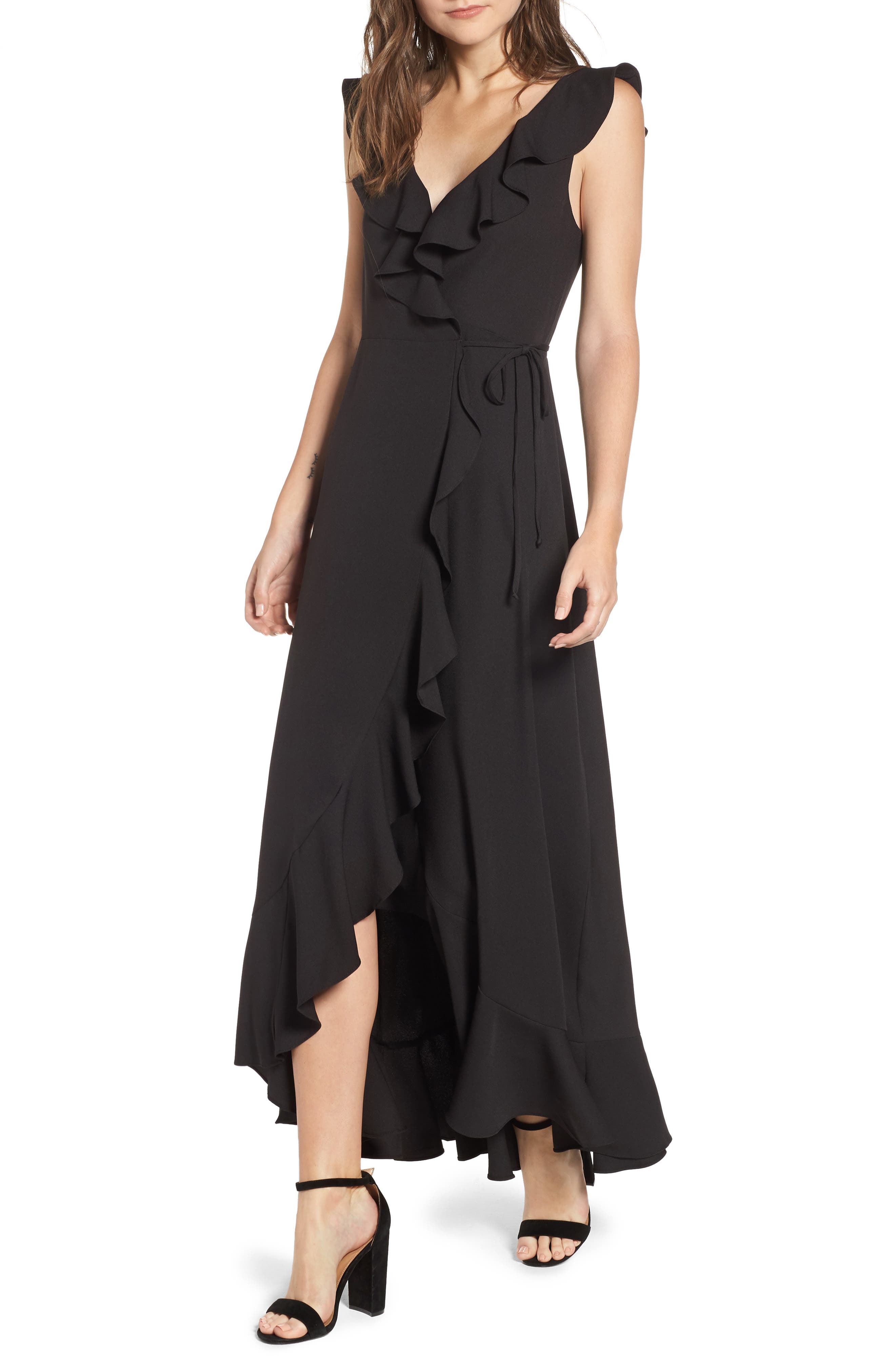 leith ruffle wrap maxi dress