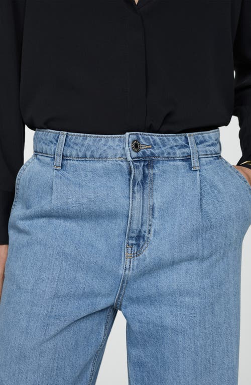 Mango Pleat Front Fluid Straight Leg Jeans In Open Blue