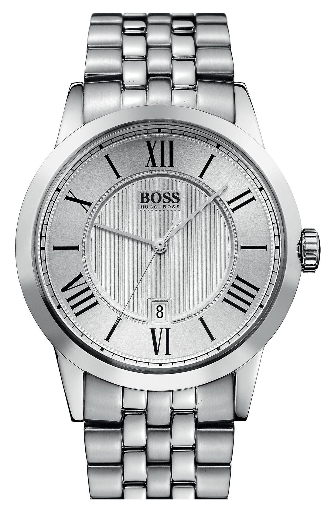 UPC 775924791739 product image for BOSS HUGO BOSS Round Stainless Steel Bracelet Watch, 42mm Silver One Size | upcitemdb.com