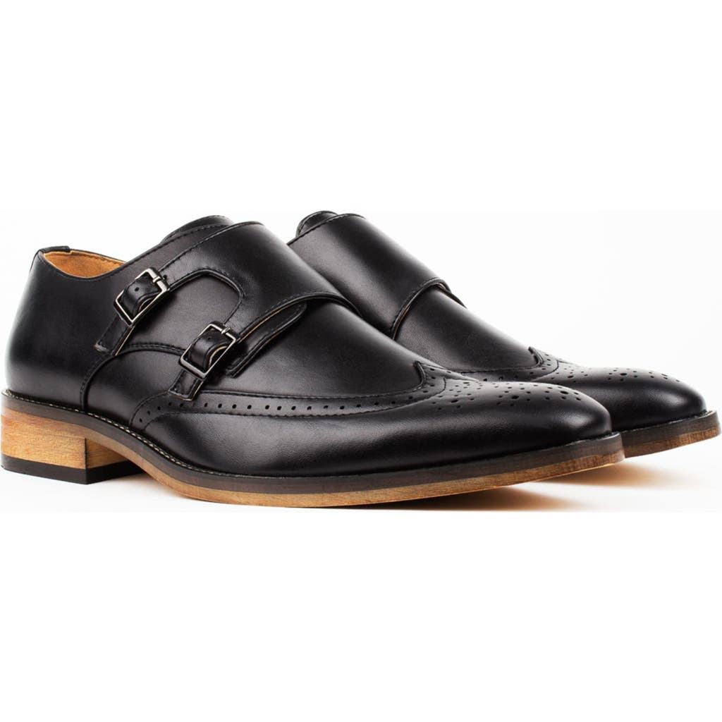 Gino Vitale Monk Strap Shoe In Black