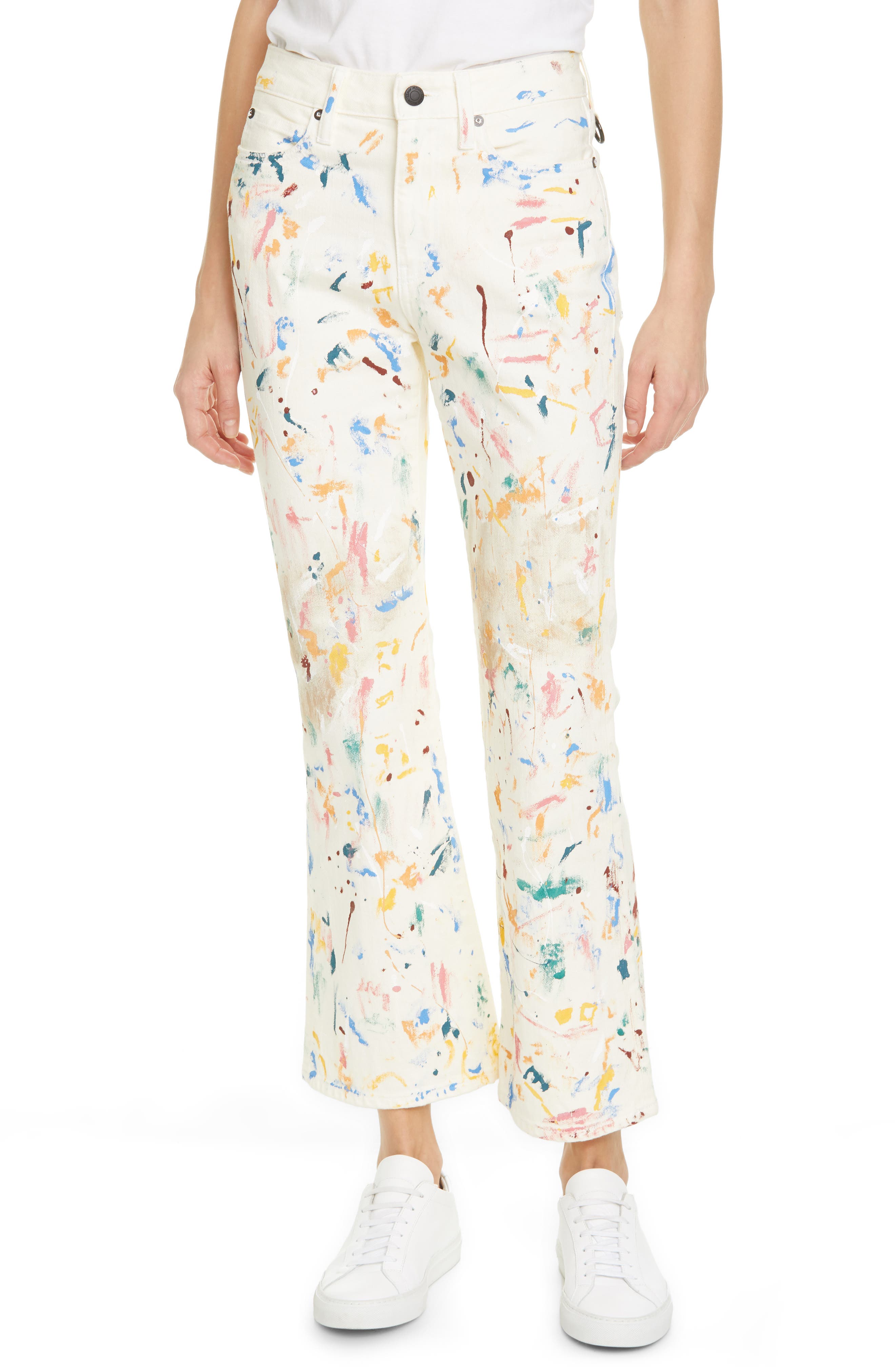 white paint splatter jeans
