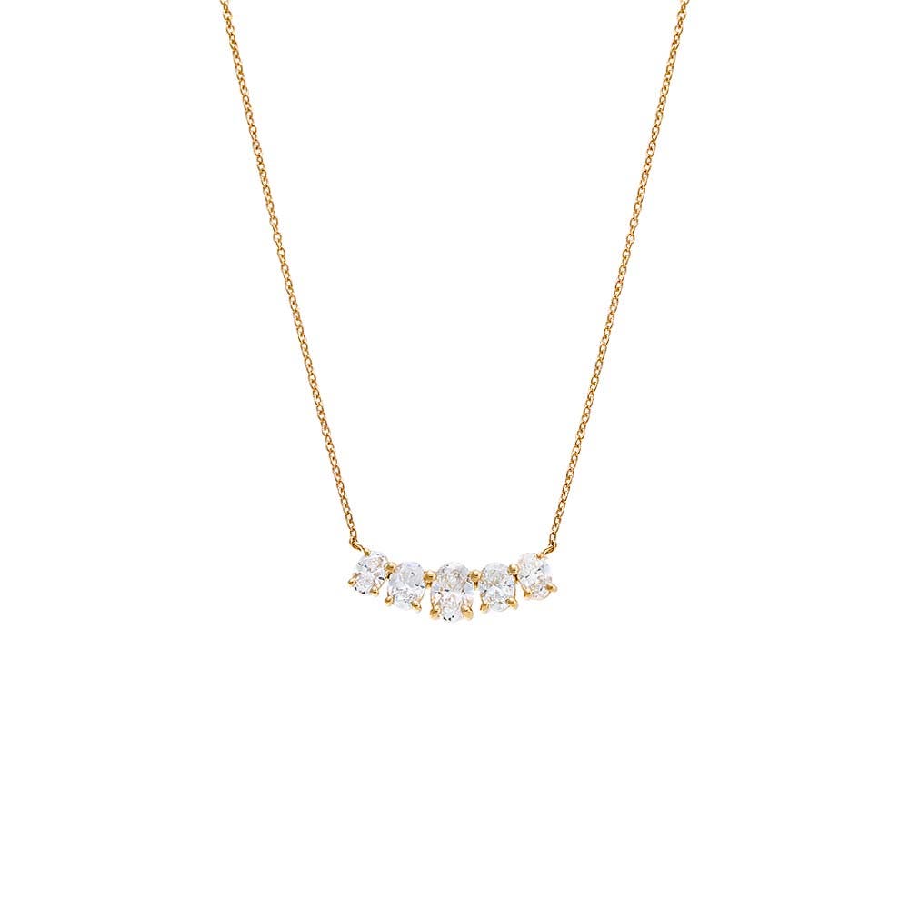 BY ADINA EDEN Lab Grown Diamond Oval Cut Curved Bar Necklace 14K in 14K Gold Cover