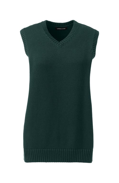 Shop Lands' End School Uniform  Cotton Modal Sweater Vest In Evergreen