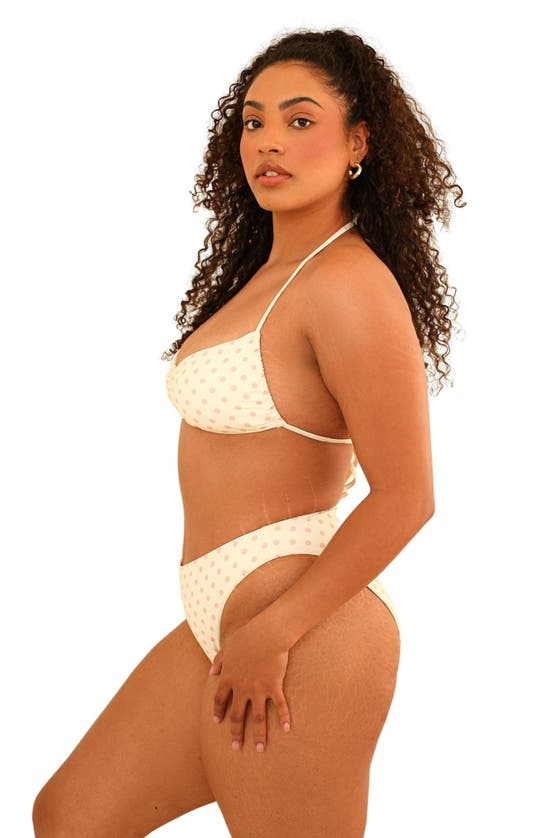 Dippin Daisys Christina Tie Straps Bandeau Bikini Top In Dotted Pink