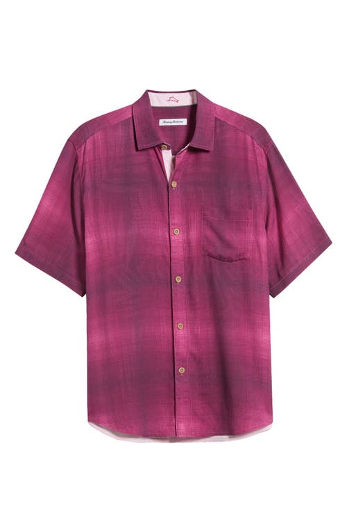 Shop Tommy Bahama Madera Ombré Plaid Short Sleeve Silk Button-up Shirt In Bougainvillea