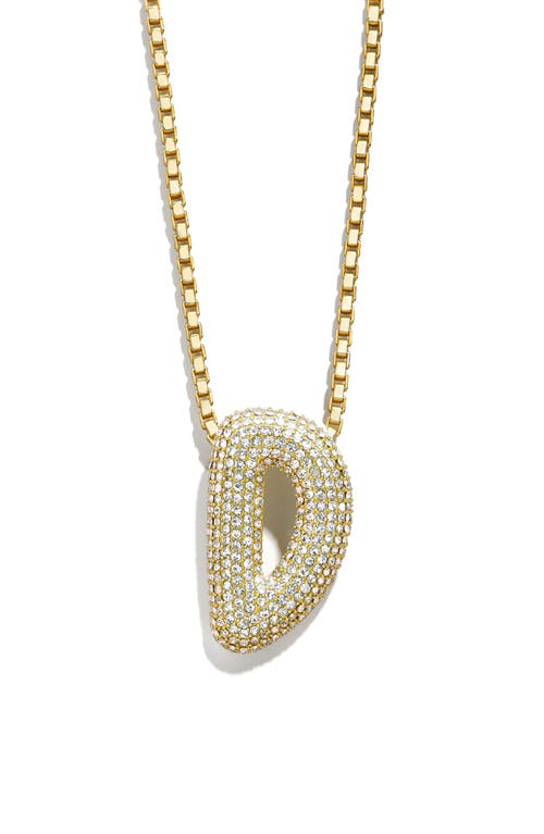 Pavé Crystal Bubble Initial Pendant Necklace in Gold D