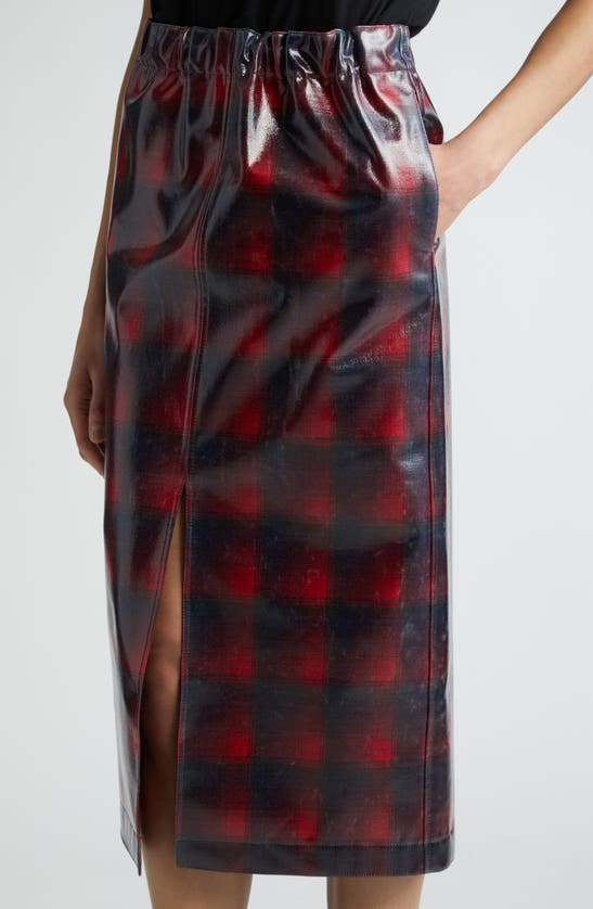 Shop Maison Margiela X Pendleton Check Lacquered Midi Skirt In Red/ Black