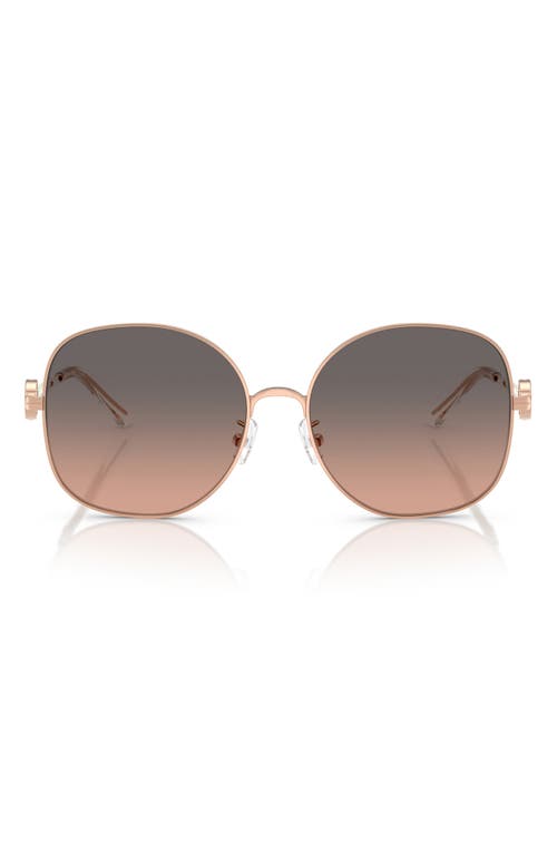 Tory Burch 56mm Gradient Round Sunglasses In Gold Brown