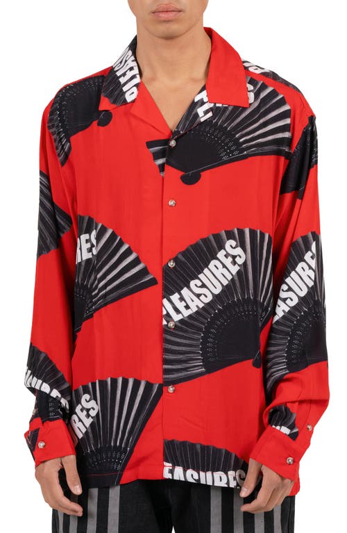 PLEASURES Fans Print Button-Up Shirt in Red at Nordstrom, Size Medium