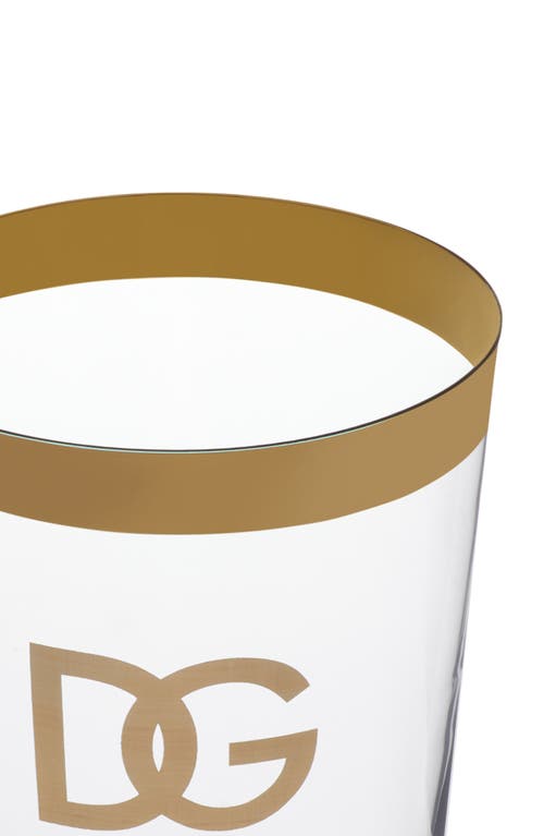 Shop Dolce & Gabbana Dolce&gabbana Dg Logo Set Of 2 Soft Drinks Glasses In Trasp/gold