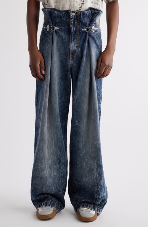 Acne Studios High Waist Latch Adjustable Wide Leg Jeans In Stone Grey