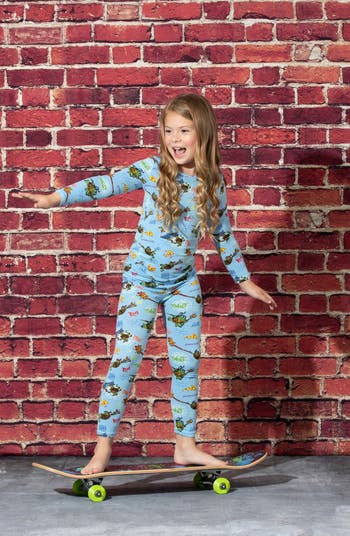 Bellabu Bear Kids' Teenage Mutant Ninja Turtles Fitted Convertible Footie Pajamas in Blue