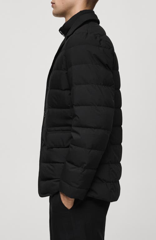 Shop Mango Water Repellent & Windproof Down & Feather Puffer Jacket With Removable Zip Bib In Black