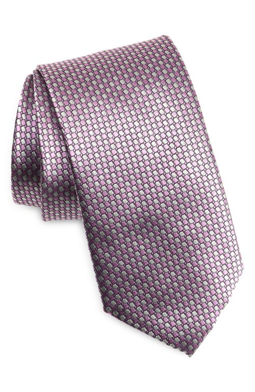 Shop Canali Geometric Pattern Silk Tie In Pink