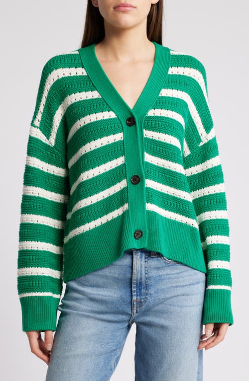 Shop Rails Geneva Stripe Cotton Blend Cardigan In Kelly Stripe